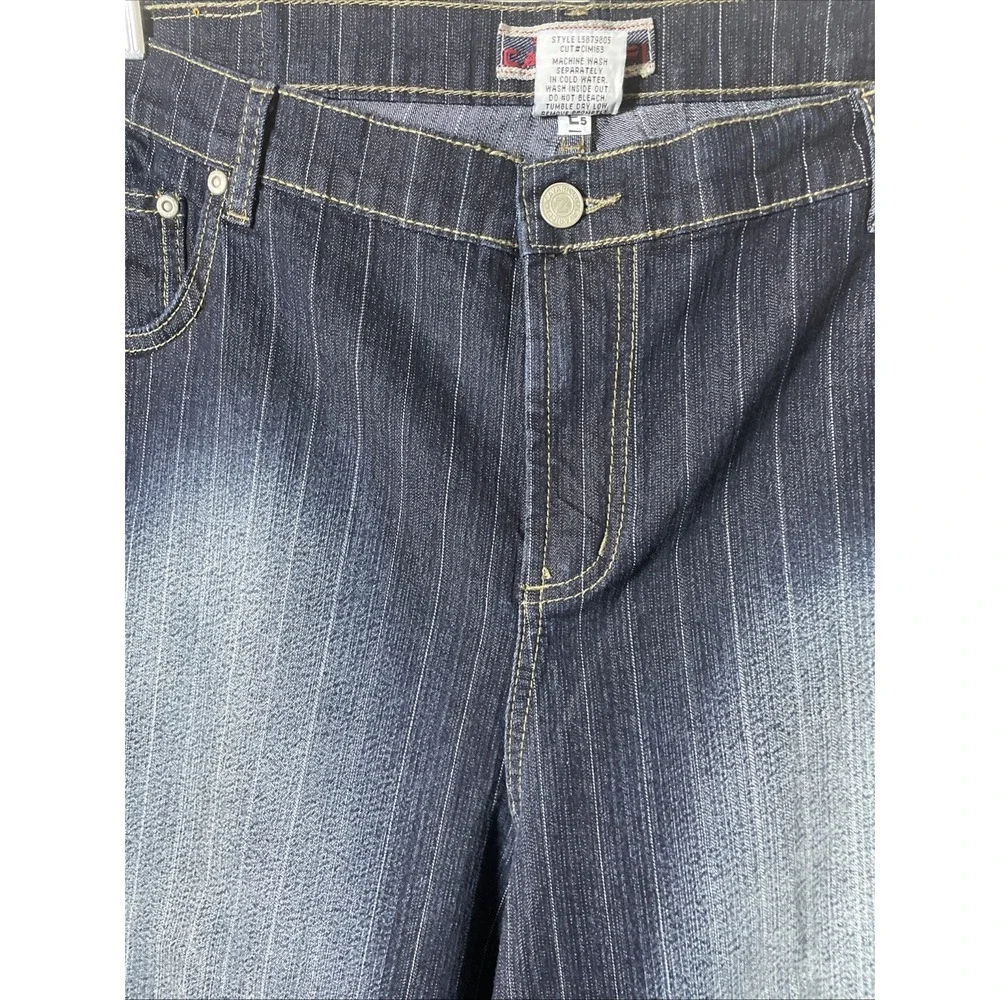 Vintage Z. Cavaricci Pinstripe Dark Wash High Waisted Straight Leg Jeans Size 24
